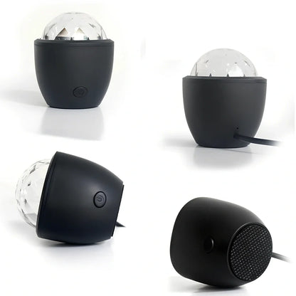 Mini USB voice activated crystal magic ball LED disco projector with 3 colour lights
