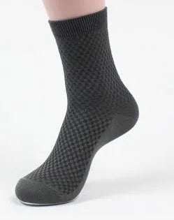 Men's bamboo fibre business socks with small square pattern in five colour options
