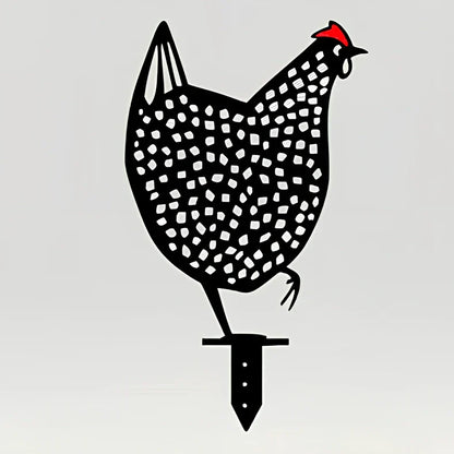 Set of powder-coated metal chicken yard art stakes, sizes 15-35 cm, with lifelike hen silhouettes for garden decor