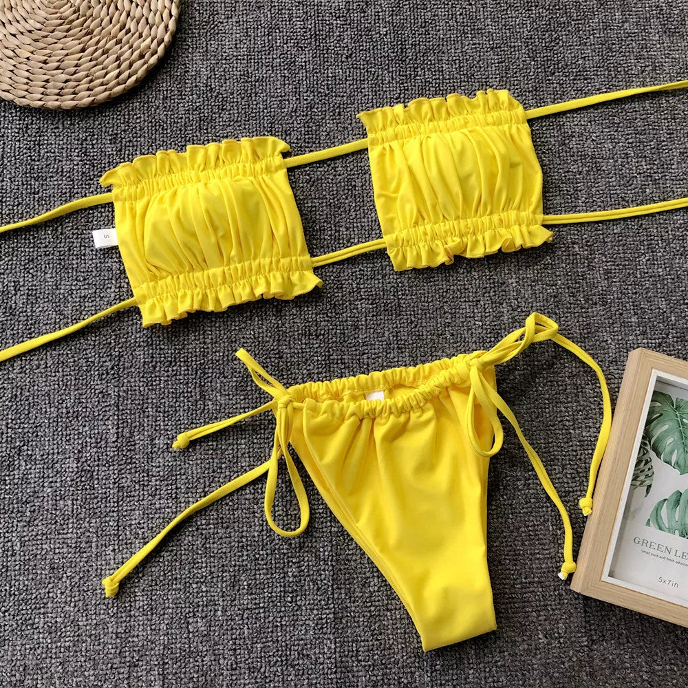 Costa Rica Bandeau Bikini Set in various colors and sizes