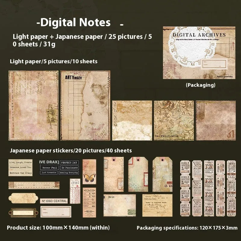 Retro double-layer notebook decorative card suit in paper brick shape measuring 10cm x 15cm with six colour options