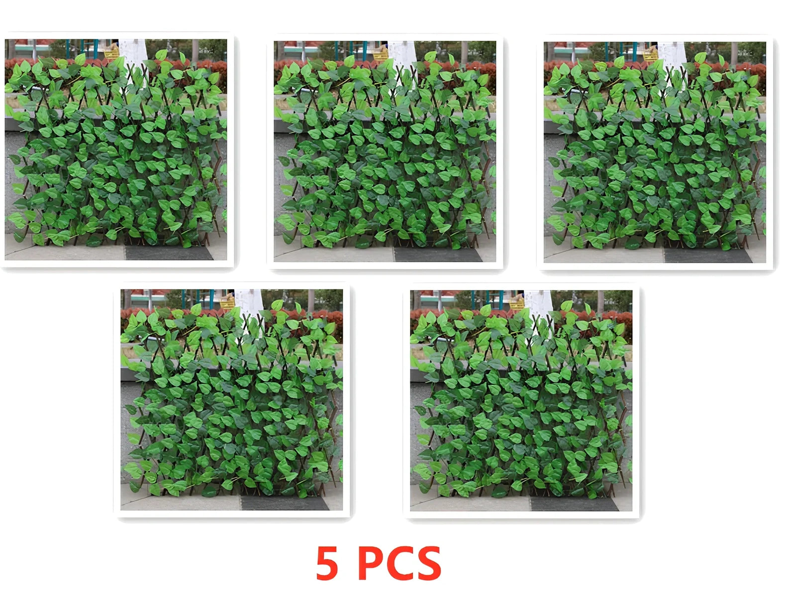 Plastic simulation wooden fence panel showing realistic wood grain texture in outdoor setting