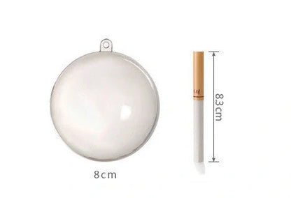 Transparent plastic decorative hanging balls in various sizes and designs