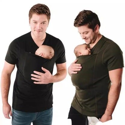 A green loose-fitting cotton short sleeve casual top with a round neck on a hanger.