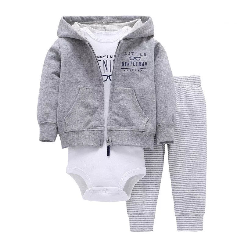 Infant cotton long sleeve hoodie with zipper closure in various colors