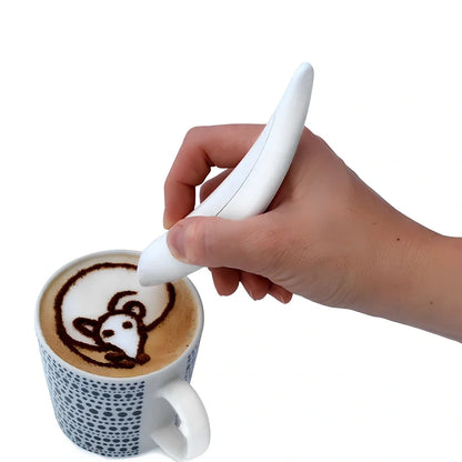 Electronic latte art pen for coffee with 22cm length creating milk foam pattern