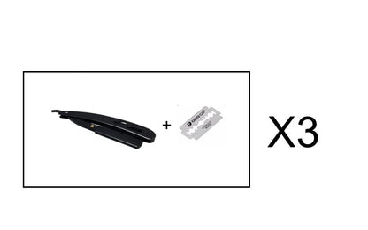 Premium stainless steel straight razor with sharp blades for a smooth, comfortable shave