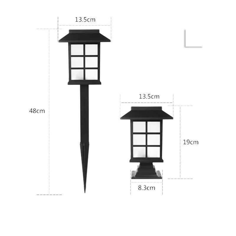 Black solar outdoor LED lawn light for garden and pathway illumination