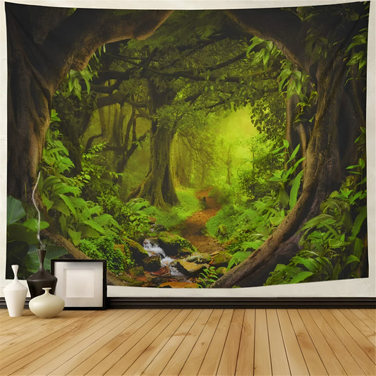 Large printed bohemian tapestry with mandala pattern on polyester fabric for wall decoration