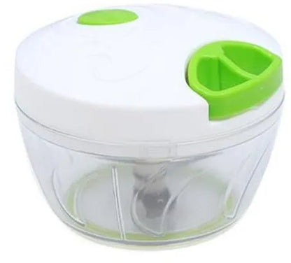 Green manual kitchen chopper with three stainless steel blades and 500ml capacity container