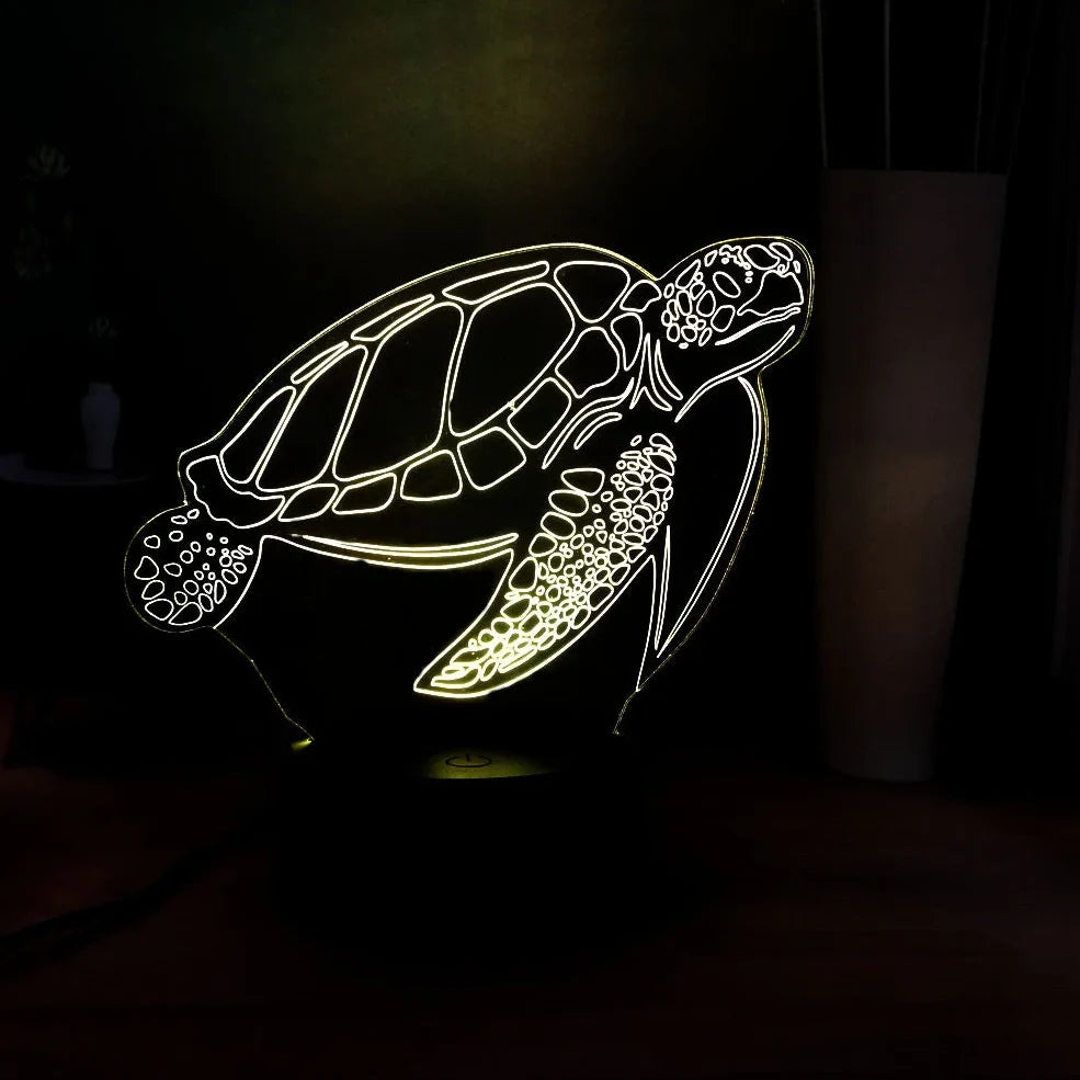 3D acrylic turtle-shaped LED night light with 16 colour options and remote control
