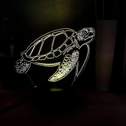 3D acrylic turtle-shaped LED night light with 16 colour options and remote control