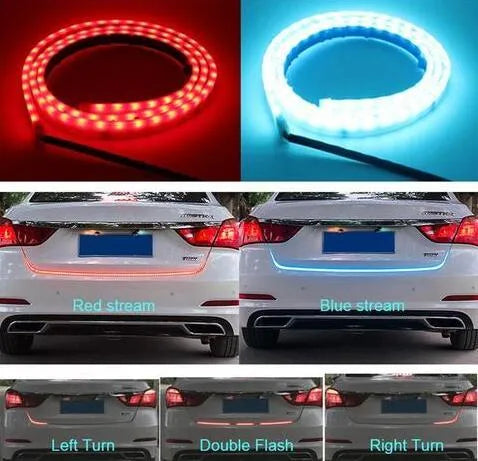 12V LED strip light for car and motorcycle in blue or red, available in 90cm, 120cm and 150cm lengths