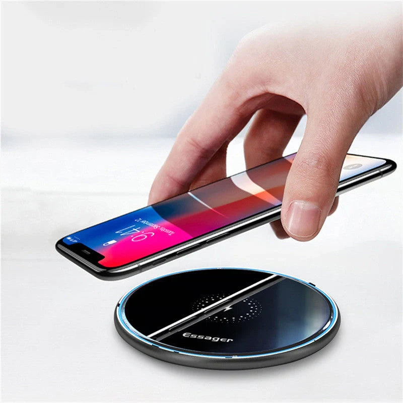 15W Qi wireless charger for phones and headphones in black and white