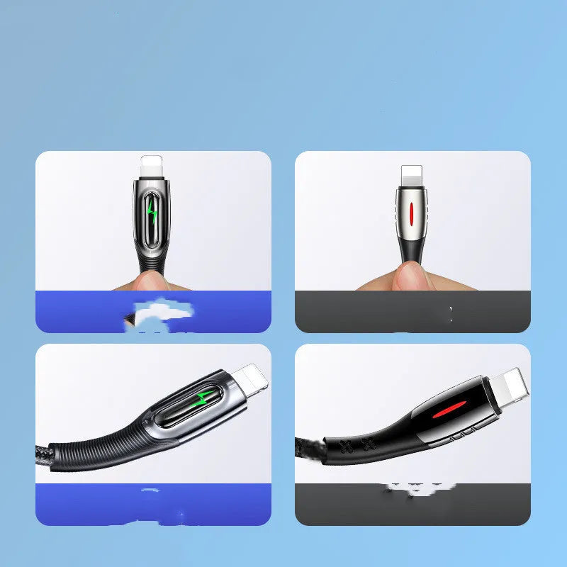 Black braided lightning cable with zinc alloy connectors for iPhone 12 with smart charging protection