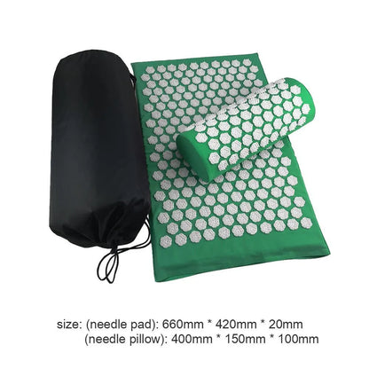 Lotus-shaped acupressure mat and pillow set in blue colour for massage therapy