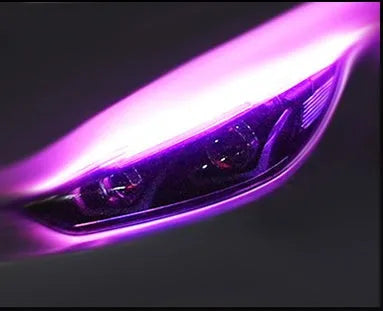 Car LED daytime running light strip with flowing turn signal function in silicone housing