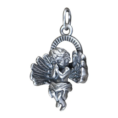 925 sterling silver angel necklace with retro chain, featuring a cupid angel pendant
