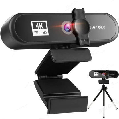 A high-quality 4K auto-focus computer camera with dual stereo microphones for exceptional video and audio performance