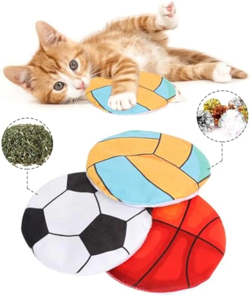 Multi-Stimulus Cat Toy with Catnip, Crinkle Sound, and Plush Rubbing Surface for Indoor Cats and Kittens to Encourage Interactive Play and Natural Hunting Behaviours
