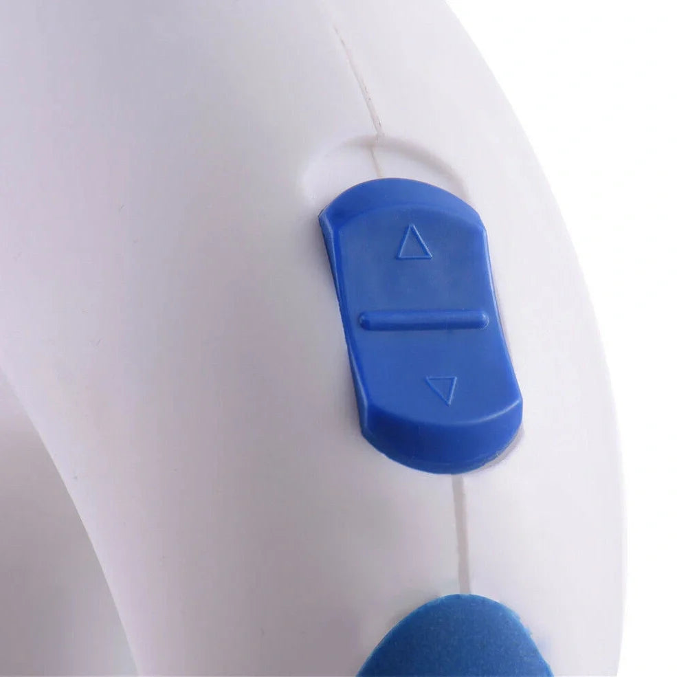 White and blue electric lint remover with stainless steel cutter for fabric pill removal