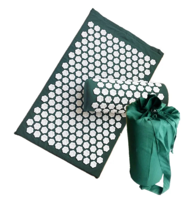 Lotus-shaped acupressure mat and pillow set in blue colour for massage therapy