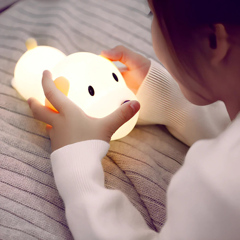Dull Wang silicone touch night light with USB charging port and touch-sensitive nose dimming control