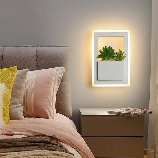 Modern white LED bedside wall lamp with petal design and anti-blue light technology