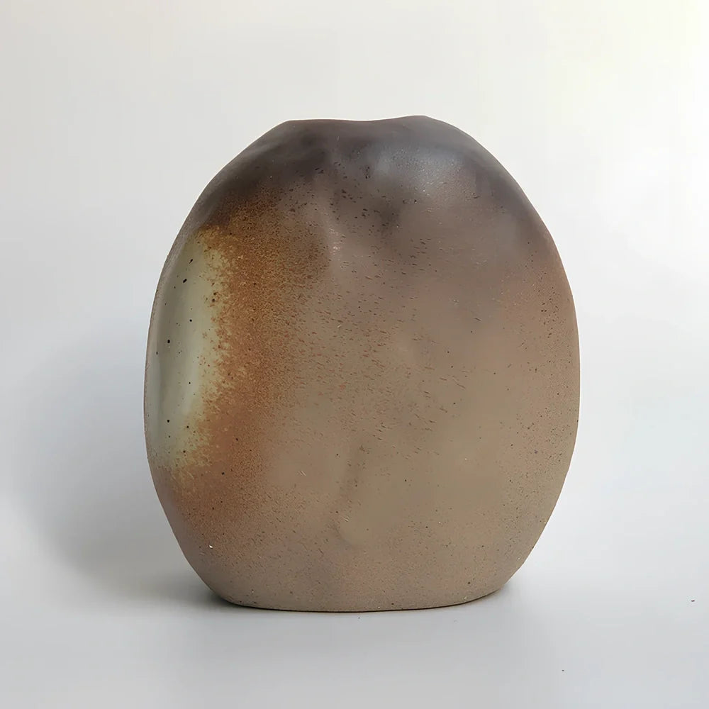 Small 15cm glazed ceramic vase in Japanese style, pottery with smooth finish for ornaments, 8cm diameter base