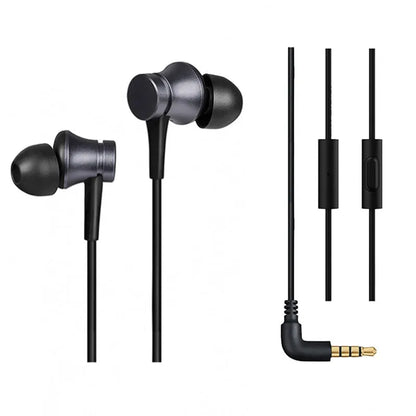 Piston in-ear headphones with 3.5mm wired connector in black, blue, and red colour options