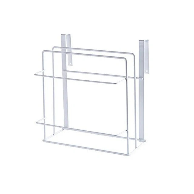 Double layer iron kitchen towel rack for organizing chopping boards and rags