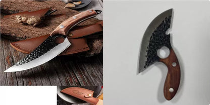 Stainless steel chef's kitchen knife with high carbon steel blade and ergonomic handle