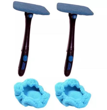 Car Window Brush with swivel head and built-in water sprayer for streak-free cleaning
