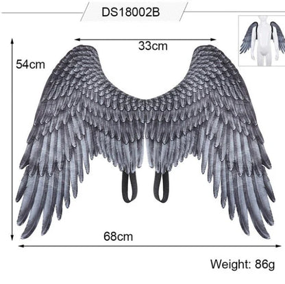 Captivating 3D Angel Wings in white and black, perfect for costume parties, cosplay, and more