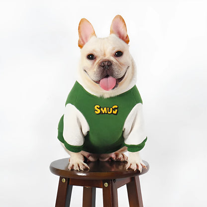 Green cotton dog clothing for autumn and winter, shown in a larger size