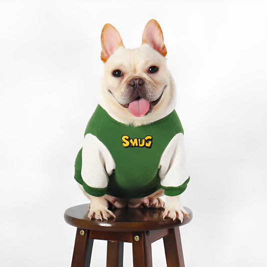 Green cotton dog clothing for autumn and winter, shown in a larger size