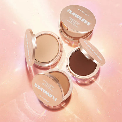 Mattifying pressed powder for a flawless, shine-free complexion with a smooth, poreless appearance