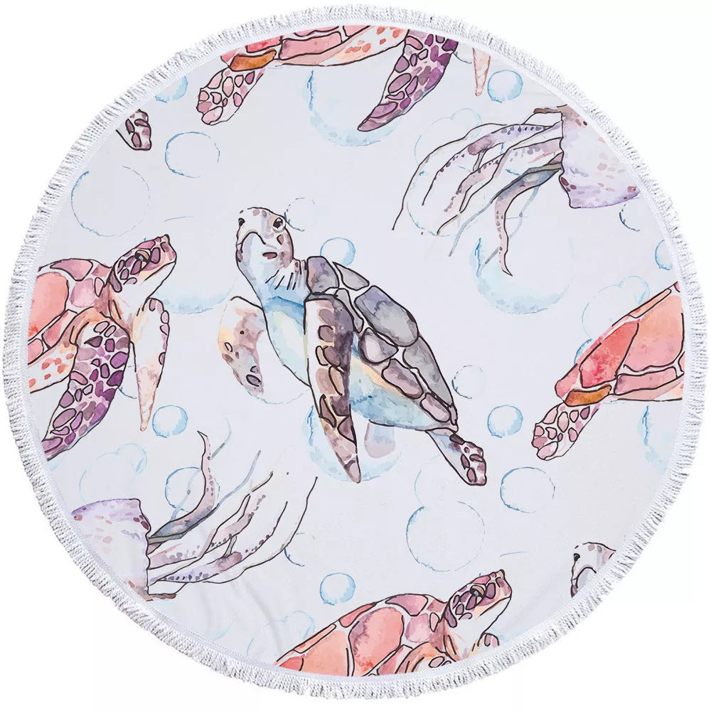 Round microfiber beach towel yoga mat in various colors, 150x150cm, perfect for outdoor activities
