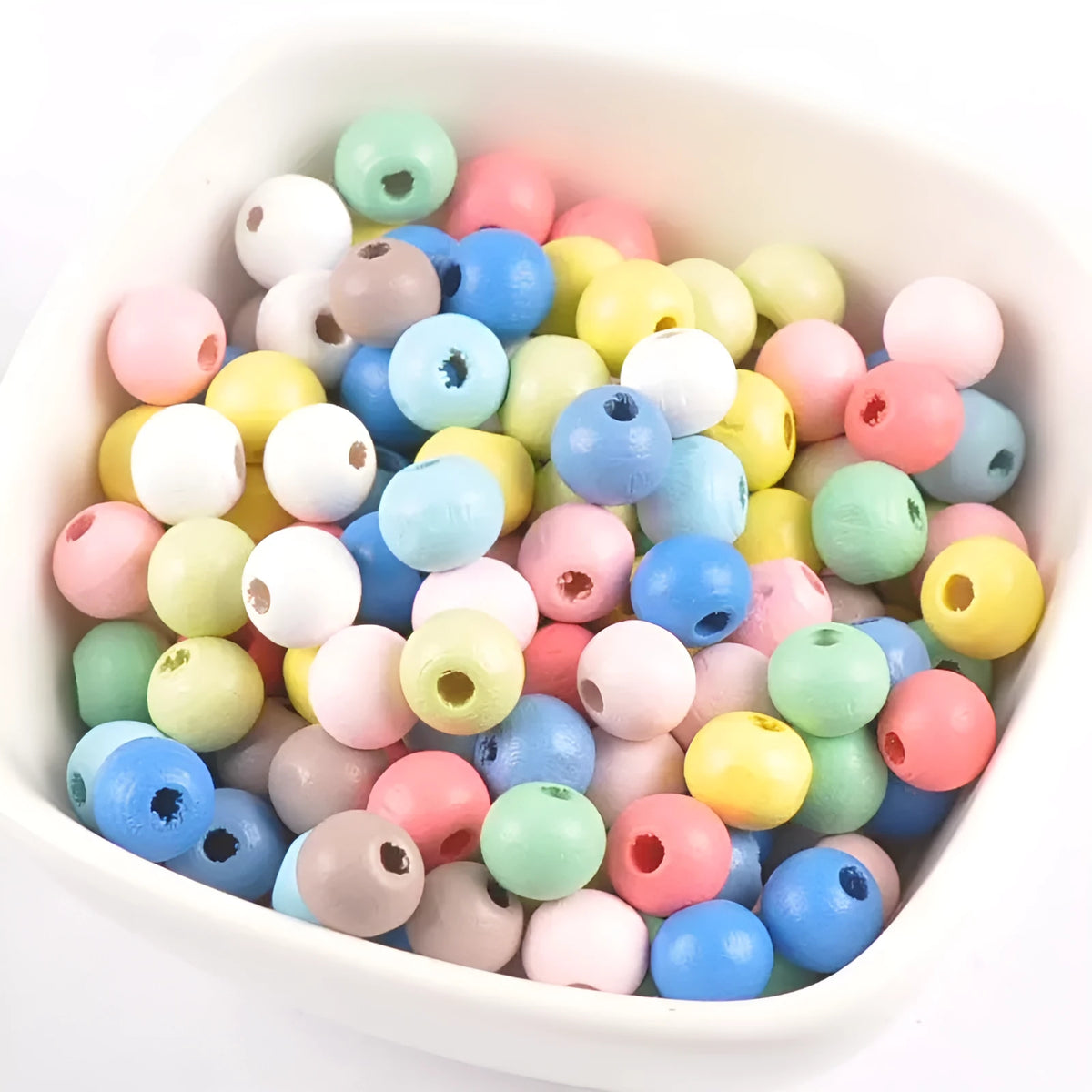 100 round wooden beads in 6mm to 12mm sizes, lotus wood with dyed surface for DIY crafts