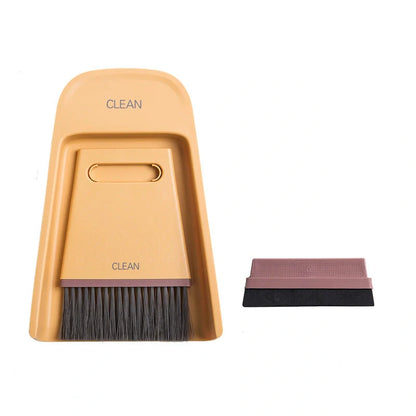 Mini Broom Dustpan Combination Set in yellow, blue, and grey for efficient kitchen cleanups