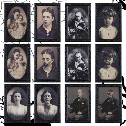 3D Changing Face Moving Picture Frame in Black with Eerie Ghostly Image