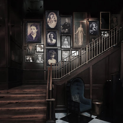 Halloween changing face picture frame showing normal portrait and hidden ghost transformation