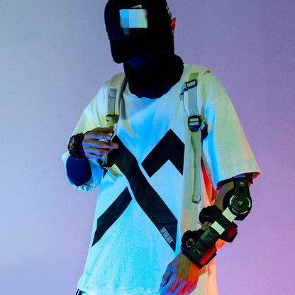 Medical Elbow Brace with cyberpunk-inspired design, featuring lightweight aluminum alloy construction and soft, widened shoulder pads for exceptional comfort and support.