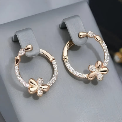 Copper round ring geometric earrings with electroplated finish for women