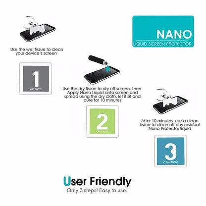 Universal Nano Liquid Screen Protector for phones with scratch resistance and hydrophobic features