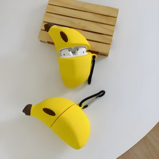 Yellow banana design silicone protective case for Apple AirPods Pro wireless headphones