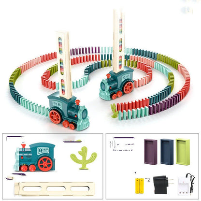 Automatic Domino Licensing Electric Train Set with 100 dominoes for infants