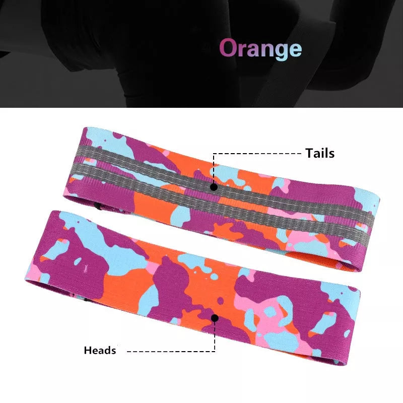 Anti-slip yoga camouflage color resistance band for hip lift and leg beauty exercises