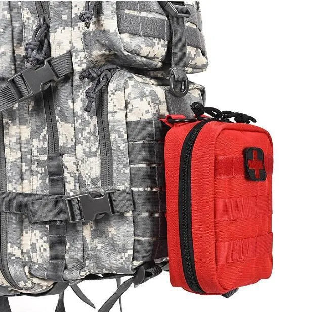 Medical bag tactical vest accessory bag in army green with 15cm x 21cm x 11cm dimensions and Velcro attachment
