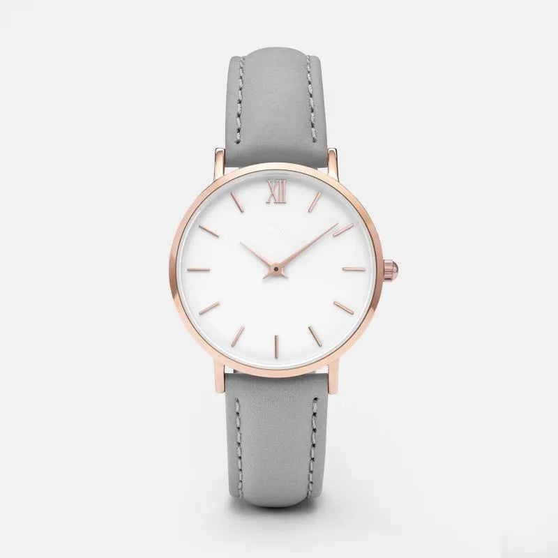Women's square quartz watch with alloy case and PU leather strap in multiple colour options